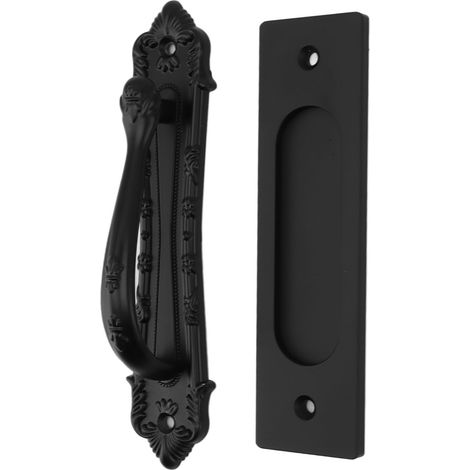 Poignées de porte de grange noires, poignées de porte rustiques, poignées de porte coulissantes robustes, poignée de porte sculptée (1/5)