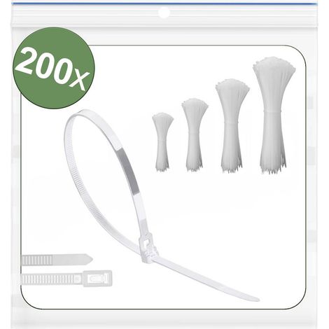 Quadrios 25CA721 25CA721 Fascetta per cavi 150 mm, 200 mm, 250 mm, 300 mm 5 mm Bianco riutilizzabili, con chiusura a le