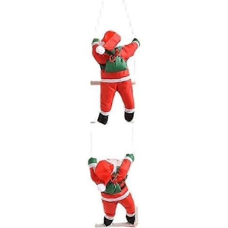 Père Noël en peluche, Père Noël grimpant à une corde, décoration à suspendre au sapin de Noël, poupée Père Noël (1/5)