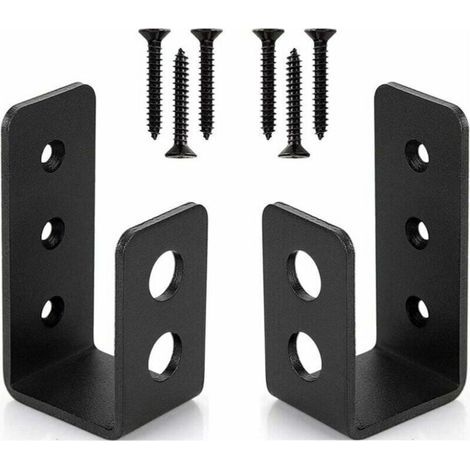 Lot de 2 Supports de Porte Robustes en Acier pour Portes de 2 x 4 - Barre de Sécurité en Forme de U (1/4)