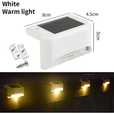 (1 pièce - lumière blanche chaude) Lampe solaire LED étanche pour terrasse, escaliers, rampes, clôtures, jardins, patios et allées. (1/5)