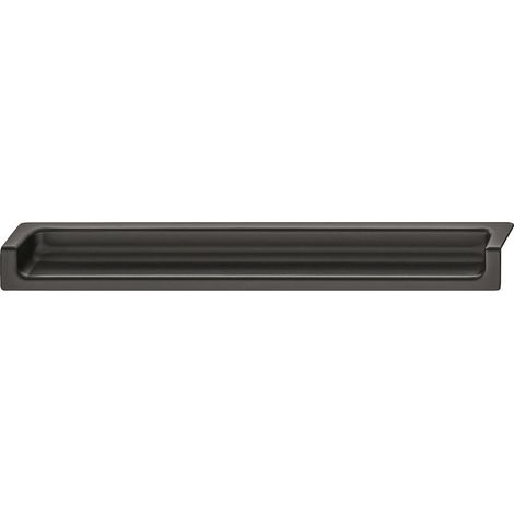 Unsichtbarer Möbelgriff in modernem und elegantem Design, 90 x 24 mm, 64 mm Lochabstand, für Küche, Schrank, Schublade, Korpus, matt schwarz RAL 9017 (1/4)