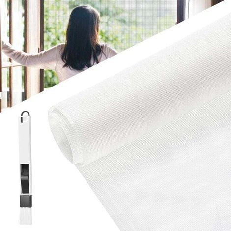 Fiberglas-Moskitonetz 100 x 120 cm, aufrollbares Moskitonetz, Moskitonetz für Türen und Fenster (weiß) (1/4)