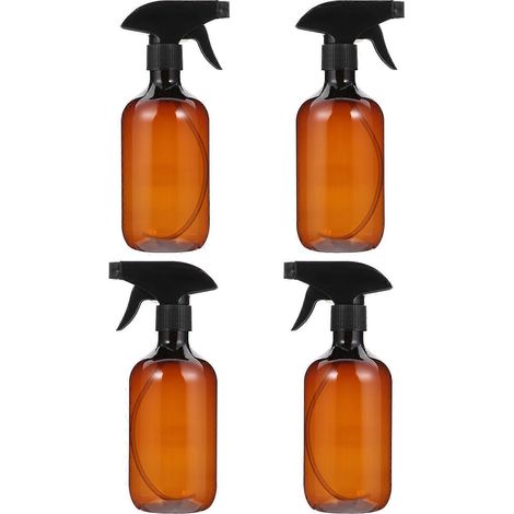 Lot de 4 flacons en plastique vides de 500 ml pour vaporisateur d'huiles essentielles, rechargeables-21.00X6.00X6.00CM-Brown (1/4)