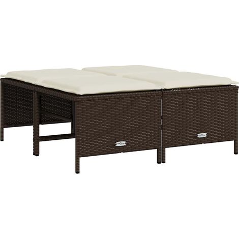 Maison Exclusive - Sgabelli da Giardino con Cuscini 4 pz Marrone in Polyrattan