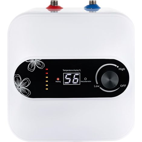 Chauffe eau instantané 1500 W  Avec témoin lumineux  Mini chauffe eau instantané  Température réglable  Pour cuisine, balcon, salle de bain [Classe énergétique A+] (1/5)