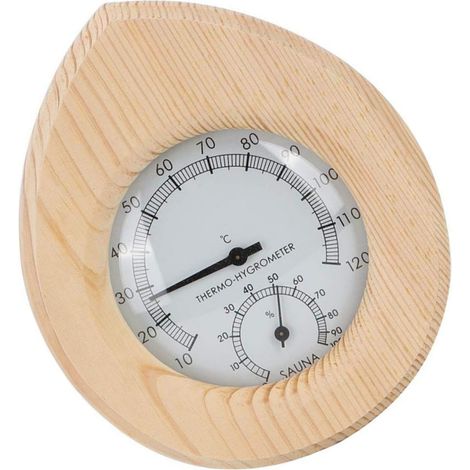 Holz-Hygrothermograph für Sauna, Außen- und Innenbereich, genaues Feuchtigkeits- und Temperaturmessgerät