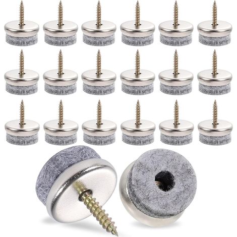 Lot de 40 Patins en Feutre à Visser 24 mm pour Chaises, Gris (1/5)