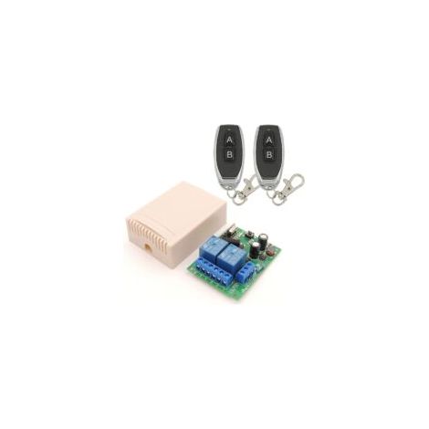 Interruttore remoto wireless RF a 433 MHz, 2 canali AC 110V/220V/230V/240V con ricevitore relè e 2 telecomandi per porte da garage/serrande/luci/pompe - Crezuo