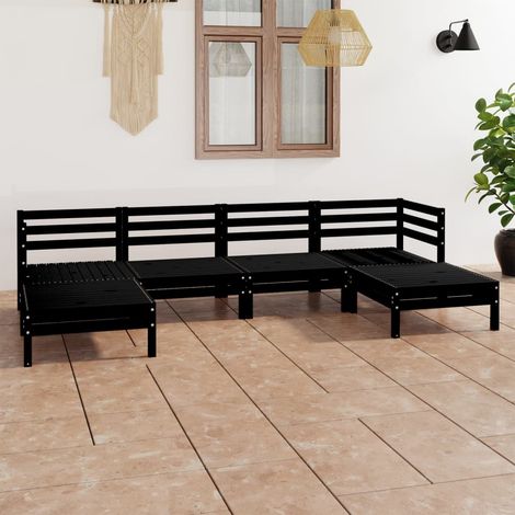 Juego de muebles de jardín 9 piezas negro madera pino maciza vidaXL (1/5)