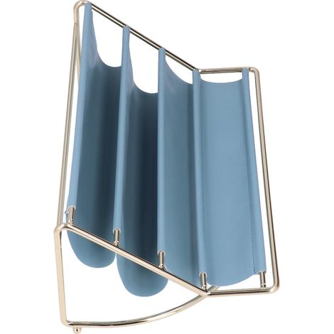 Étagère métallique bleue en fer forgé et cuir, grand rangement de bureau pour cosmétiques, clés et télécommandes, décoration scandinave pour salon. (1/5)