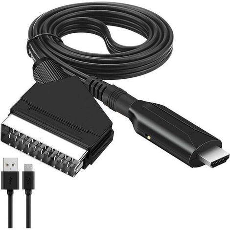 Convertisseur Péritel Scart Vers HDMI Avec Câble Pour TV Full HD 1080P Lecteur DVD Xbox PS3 (1/4)