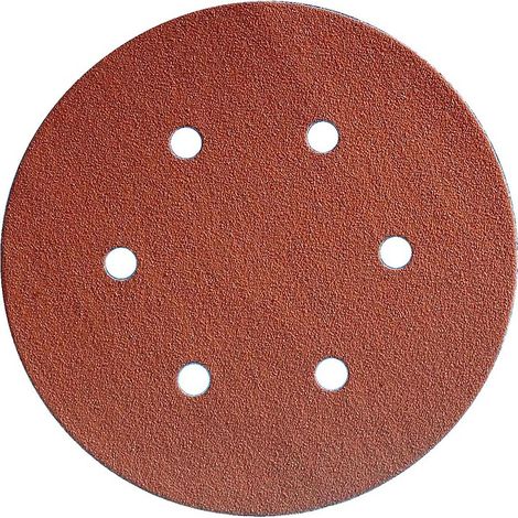 Abrasifs en disques 6 trous papier corindon KP131 diamètre 150 mm grain 180 en boîte de 100 - VSM