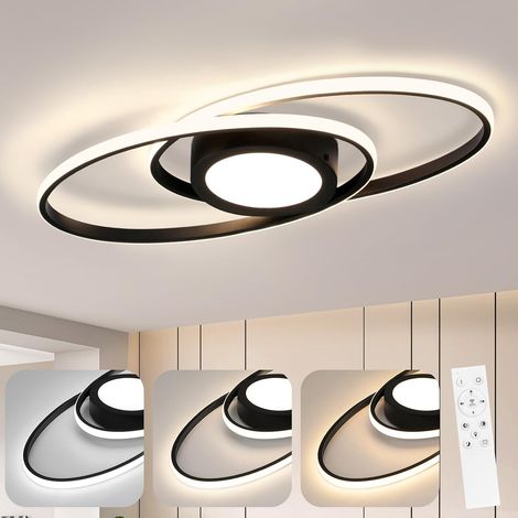 GBLY Plafonnier LED Plat Salon - 48W Dimmable Luminaire de Plafond Chambre avec Télécommande 3000K-6500K Design Moderne pour Chambre d’Enfant Cuisine Couloir Balcon ，Nior (1/5)