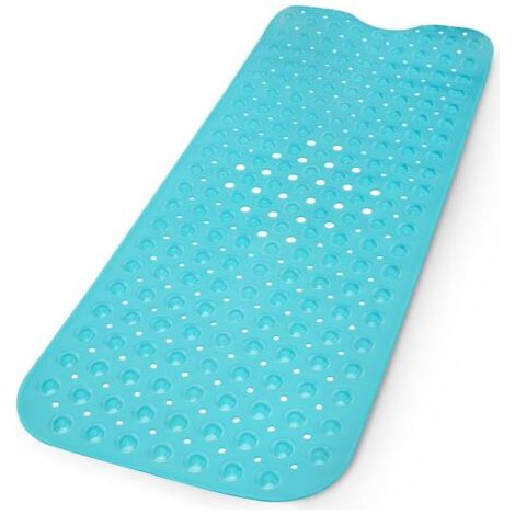 Tapis de bain – Tapis de bain antidérapant de qualité avec ventouses solides – Design élégant et durable de bain et baignoire – Lavable en machine, sans BPA (Bleu) (1/5)