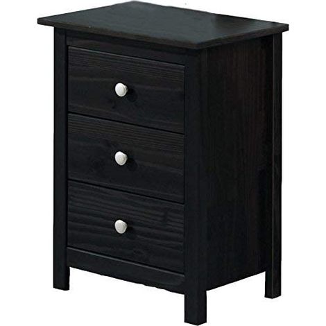 Moblit Tabac Mesita 3 cajones, Pino macizo color Wengue,  Medida  63 x 43 x 35 cm (Alto/Ancho/Fondo)