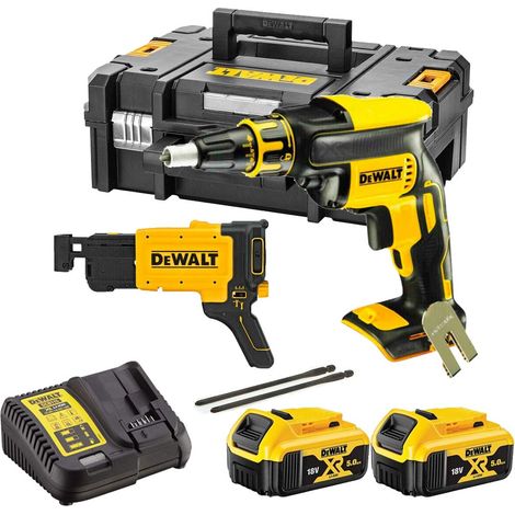DeWALT DCF620P2K 18V Drywall Screwdriver, DCF6202 Collated Screw Gun Attachment 2 x 5Ah Batts And Charger (1/3)