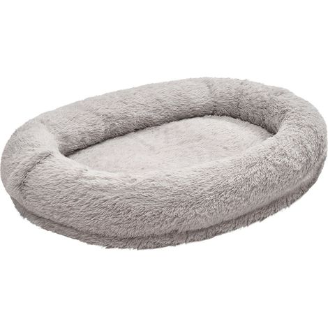 Coussin pour Humain et Chien, 132 x 86 x 24 cm, Mémoire de Forme Orthopédique, avec Poche Latérale, Poignée et Fermeture Éclair, Housse Amovible et Lavable, Gris (1/5)