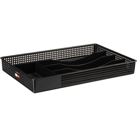 Schubladeneinsatz für Besteckkasten aus durchbrochenem Kunststoff, anthrazitfarben, 33,2 x 21,4 x 4,3 cm