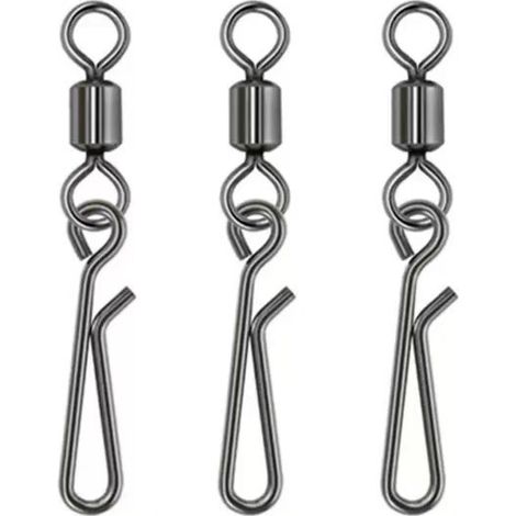 50 pièces d'émerillons de pêche à baril roulant haute résistance avec clips rapides, connecteur rapide pour matériel d'eau douce et d'eau salée, accessoires de pêche fiables (8) (1/5)