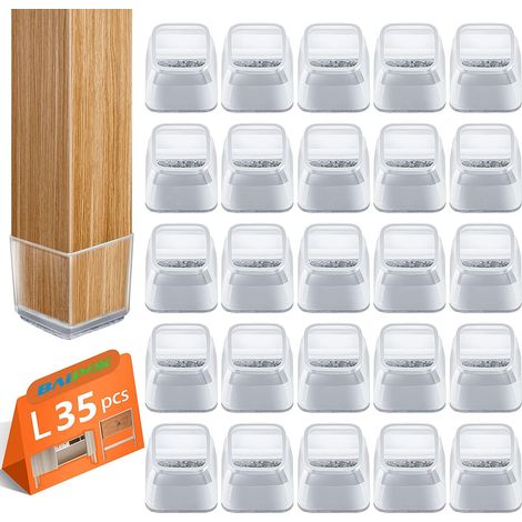 35pcs, Carré Protection Pied de Chaise Silicone, Patin de Chaise, Protections de Sol en Silicone Transparent pour Sols en Bois Dur et Carrelage (1/5)