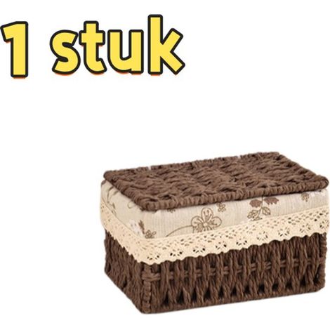 pièce - Boîte de rangement - Petite taille - Couvercle avec ruban - Ménage - Boîte de rangement pour jouets, collations et divers articles - Convient pour le rangement de produits en rotin, cosmétique (1/5)