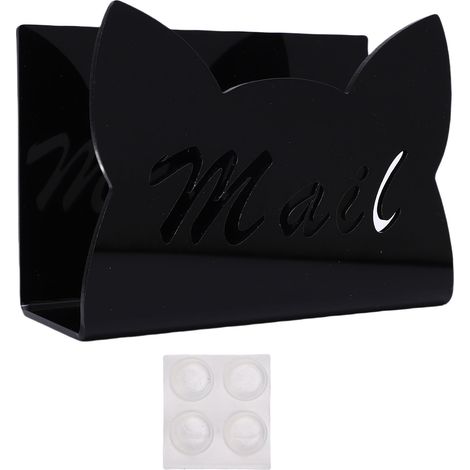 Porte-Lettres Organiseur Bureau Noir Acrylic - Porte-Courrier Chaussettes pour Foyer Bureau École Style Chat 15cm Multifonction - 2 Pièces (1/5)