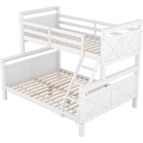 CAIziLit superposé avec échelle et barrière de sécurité, convertible en 2 lits séparés, lit en bois pour enfants, adolescents et adultes, 90(140)x200cm, blanc(ETA 7.13) (1/5)