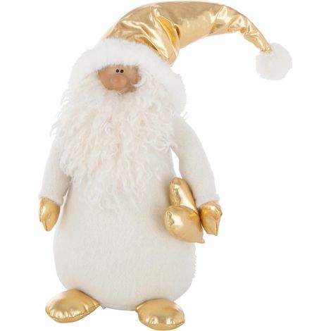 Père-Noël Déco en Tissu "Cœur" 48cm Blanc & Doré (1/2)