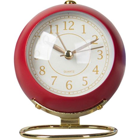 Réveil de chambre, réveil de bureau analogique ultra-silencieux en métal anti-gouttes, petite horloge de bureau antique C (1/5)