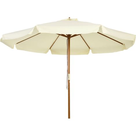 Outsunny Parasol droit parasol de jardin rond grande taille de jardin Ø 3 m bois de bambou beige (1/5)