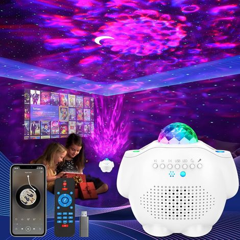 ZOLGINAH Projecteur Ciel Etoile, 4 en 1 Lampe Projecteur LED Dynamique Projecteur, 32 effets de projection Galaxy Projecteur Minuterie Réglable Veilleuse pour Bébé Enfant Decoration Chambre (Blanc) (1/5)