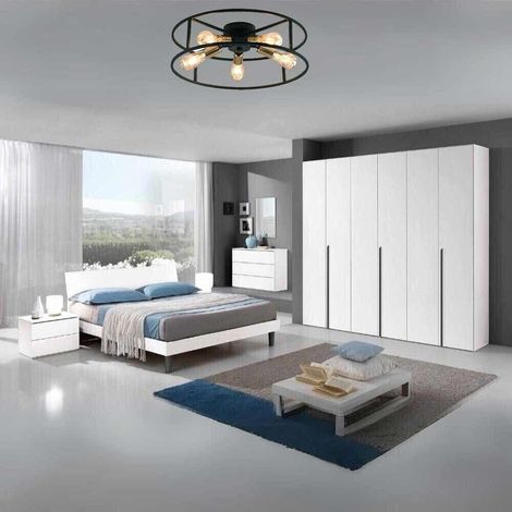 Plafoniera A Soffitto Stile Industriale In Metallo Nero E Oro 5 Portalampada E27 (1/4)