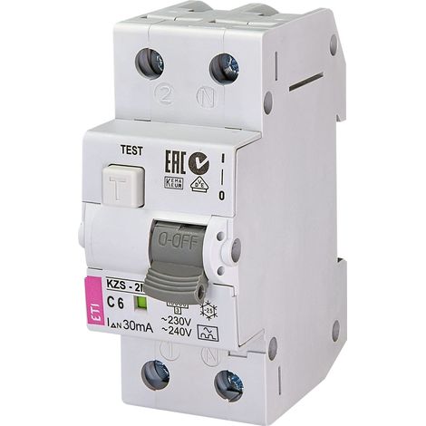 ETI Disjoncteur FI-LS KZS-2M A, 2 pôles, type A, C10 / 0,03A, à action instantanée