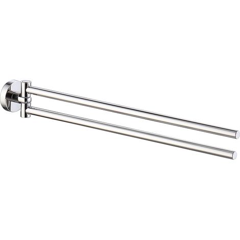 Lntyq Porte‑Serviettes Pivotant à Deux Bras, Porte‑Serviettes Mural Acier Inoxydable, Rotation 180° Gain de Place, Argent, 3855cm