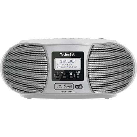 TechniSat DIGITRADIO 1990 - Sistema audio stereo, radio Dab+/FM, lettore CD, streaming audio Bluetooth, ingresso cuffie, USB, AUX, funzione di ricarica, tempo, 3W, argento (0001/3952)