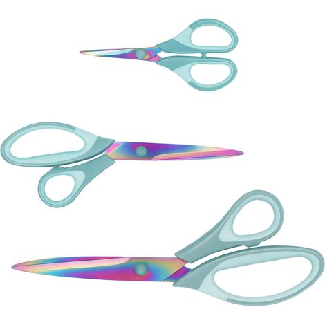 Lot de 3 paires de ciseaux, lames tranchantes en titane, poignée souple, multi-usages, convient pour les familles, le bureau et l'école, bleu