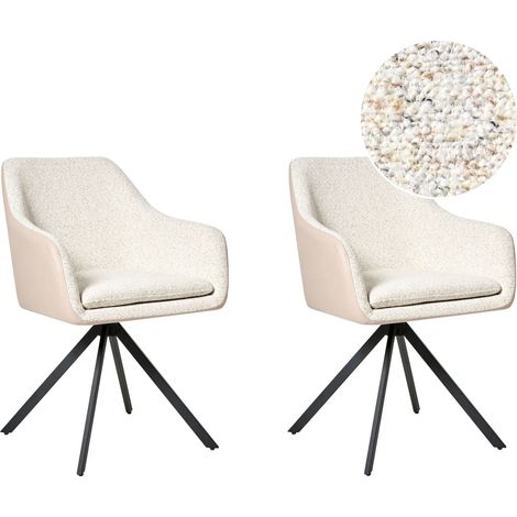Set of 2 Dining Chairs LITHIA Boucle Light Beige