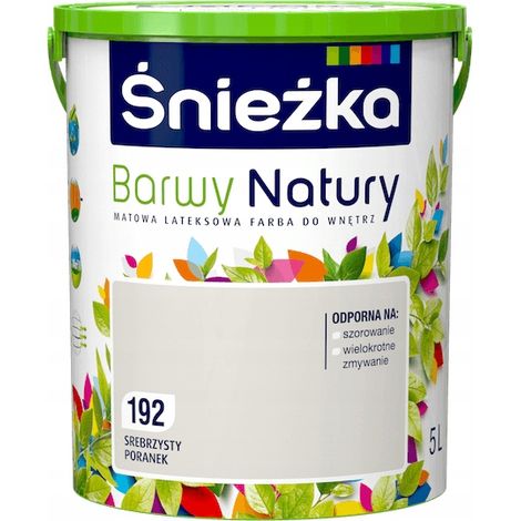 Pittura per interni al lattice Śnieżka Colors of Nature, colore Argento Mattina, 5 litri