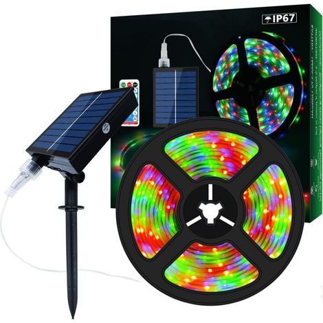 Solarbetriebene LED-Lichterkette 5 m – 280 RGB-LEDs mit 8 Modi – Wasserdicht IP67 für Gartendekoration, Pool, Bäume (1/5)