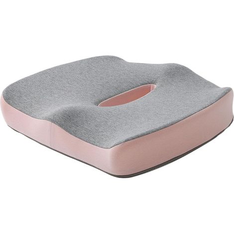 Coussins de siège en mousse à mémoire de forme, respirants, soulagent l'inconfort et les douleurs au bureau, notamment la sciatique et les hémorroïdes (rose). (1/5)
