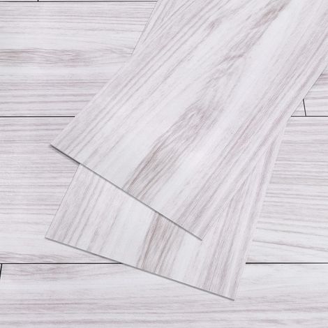 sol PVC Adhesif Dalle PVC Adhesive Effet Bois Gris Carrelage Stickers Cuisine Imperméable 90cm×15cm 4 Pièces (1/5)