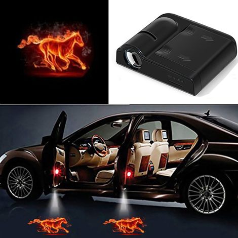 (3600LM-03)1 pièce Lampe de bienvenue lumineuse avec logo pour portière de voiture, projecteur laser universel sans fil, éclairage d'ambiance LED décoratif pour véhicule. (1/4)