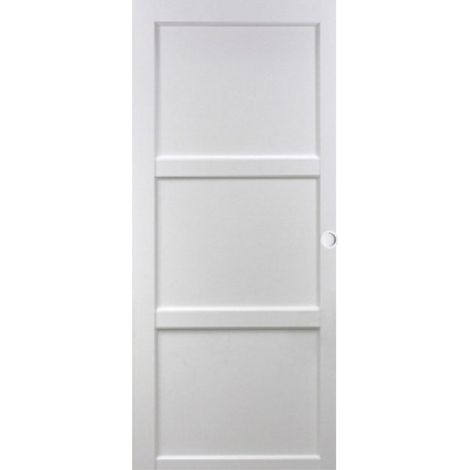 Porte Coulissante Korya Blanc 3 Panneaux H204 X L83 Cm, Coquilles Blanc Gd Menuiseries