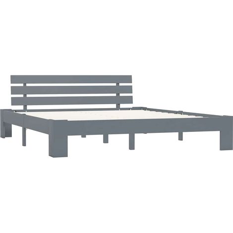 Maison Exclusive - Massivholzbett Grau Kiefer 180x200 cm (1/5)