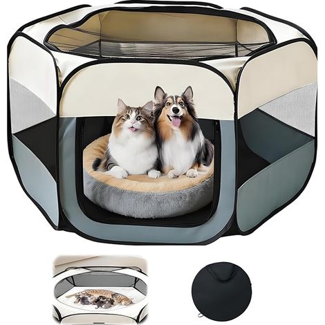 Foldable Dog Playpen 105 x 105 x 60 cm Portable Dog Pen (1/5)