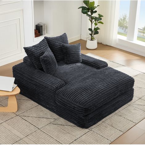 Chaise longue sofá sin montaje de pana 135x165 cm OKMYHOME (1/5)