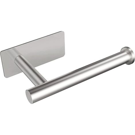 Porte-rouleau de papier toilette en acier inoxydable, sans perçage, adapté à la salle de bain et à la cuisine, carré brossé (1/5)