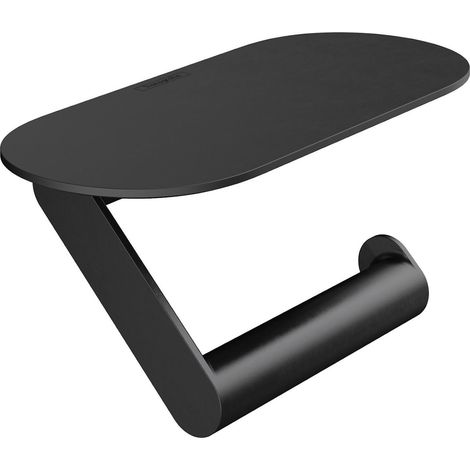 hansgrohe WallStoris Bathroom Toilet Roll Holder With Shelf Matt Black Modern (1/5)