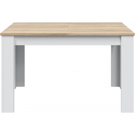 Table extensible 140-190x90x78 cm blanc mat et chêne clair – Design moderne pour cuisine et salon – Adaptable à tout type de mobilier – Habitdesign